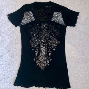 Black & shiny silver Affliction size small.